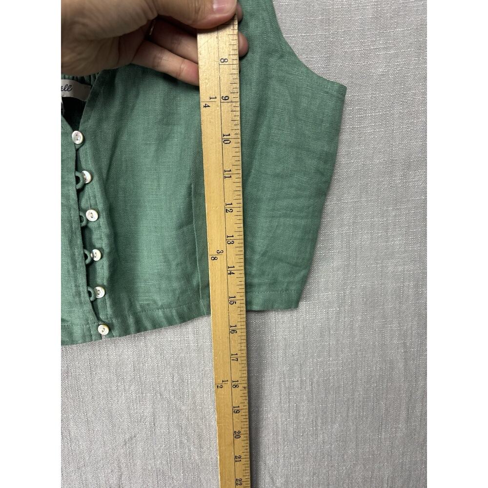 Madewell Linen Gwen Crop Vest Top Green Size 2 - Picture 5 of 8